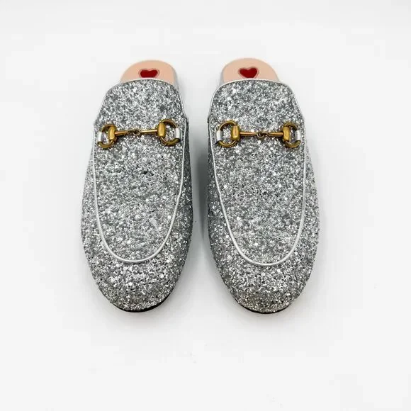 Gucci Horsebit Princetown Glitter Mules Loafers Flats EU 39 US 9 - Picture 4 of 13
